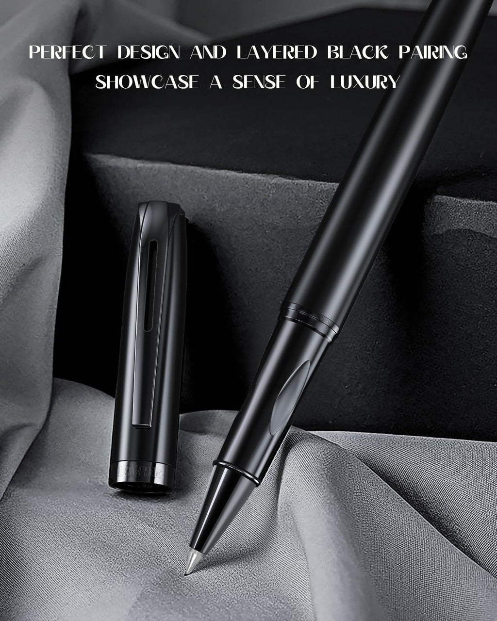 samurai Rollerball Liquid Ink Pen Set,Luxury Executive Writing Pen for the Office,Rollerball Pen Refillable,Schmidt Refill*2 And Gift Box,Best Roller Ball Pen Gift Set for Men & Women(Black)