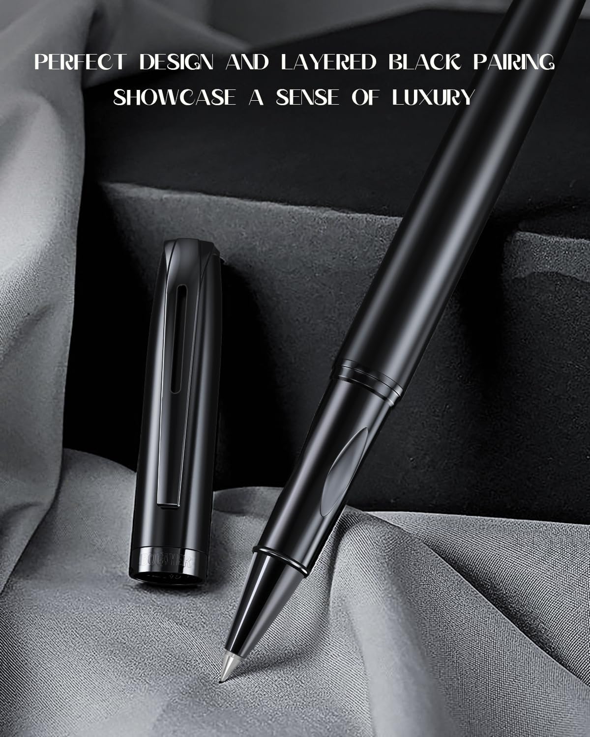 samurai Rollerball Liquid Ink Pen Set,Luxury Executive Writing Pen for the Office,Rollerball Pen Refillable,Schmidt Refill*2 And Gift Box,Best Roller Ball Pen Gift Set for Men & Women(Black)