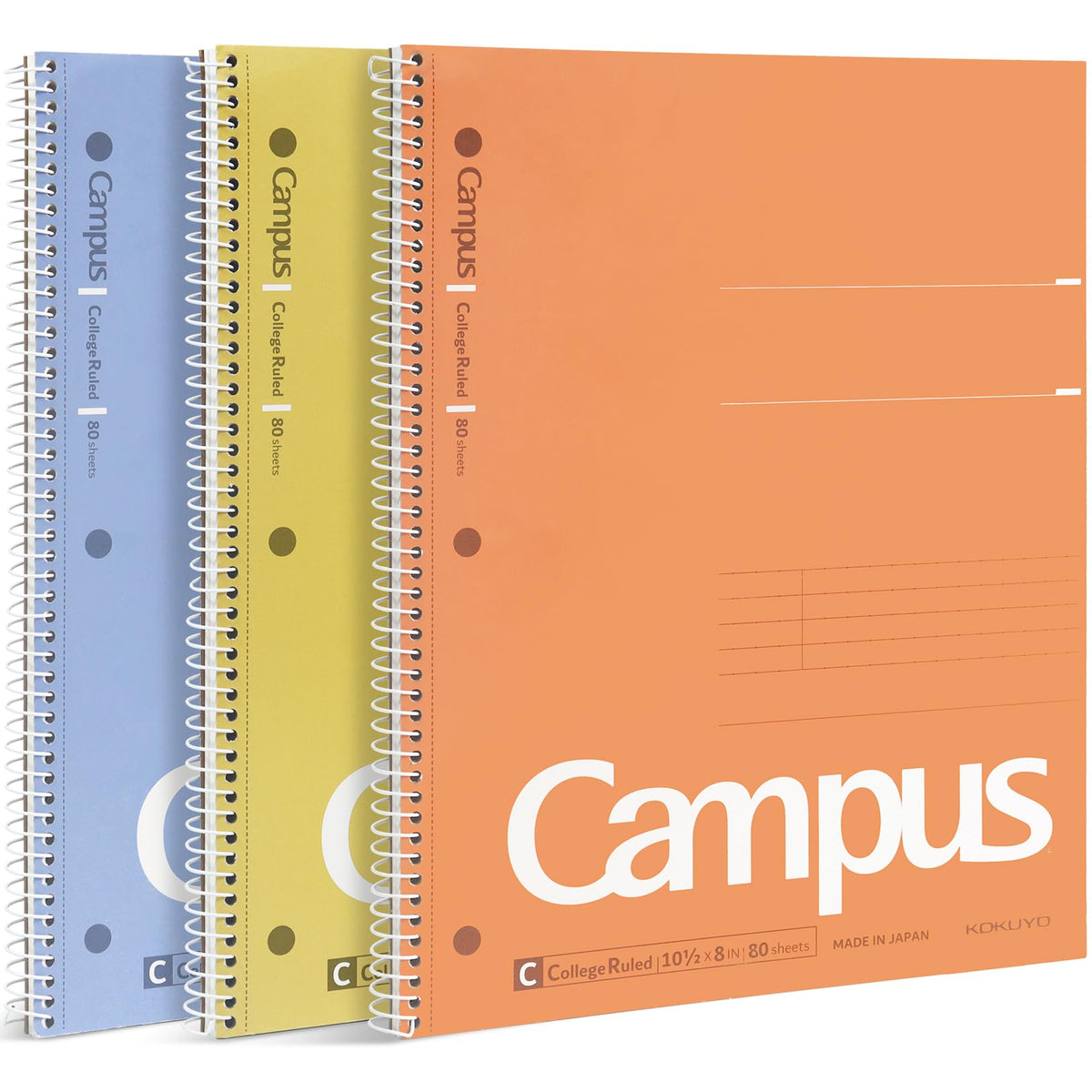 KOKUYO Spiral Notebooks, 3 Pack 10-1/2" x 8" Lined Notebook College Ruled