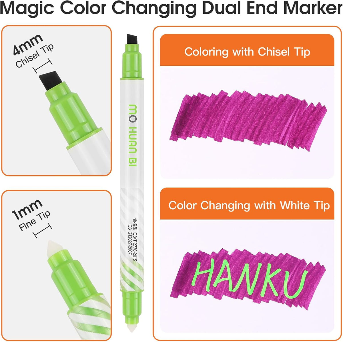 HANKU 12 Pack Color Changing Highlighter Markers, Dual-Tip Magic Highlighters, Assorted Colors Journaling Drawing School Office Art Supplies