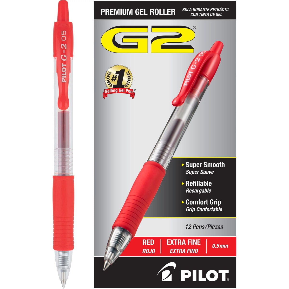 PILOT G2 Extra Fine Point Black Gel Ink Pens, Dozen Box, 31002