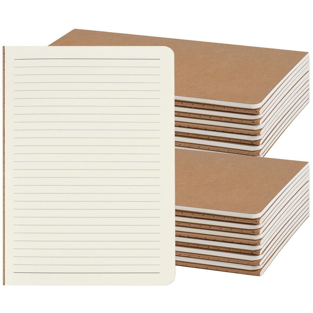 ZCZN 50 Pack A5 Kraft Notebooks Bulk, 8.15x5.5 Inches Lined Paper Journaling Notebooks, Notebooks for Work, Composition Notebooks for School, Journal Notebooks for Office, 60 Pages