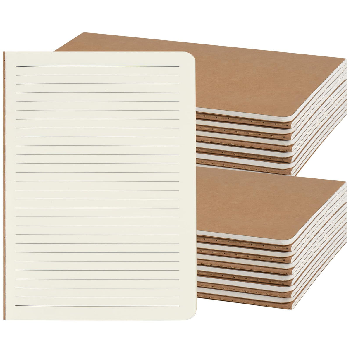 ZCZN 50 Pack A5 Kraft Notebooks Bulk, 8.15x5.5 Inches Lined Paper Journaling Notebooks, Notebooks for Work, Composition Notebooks for School, Journal Notebooks for Office, 60 Pages