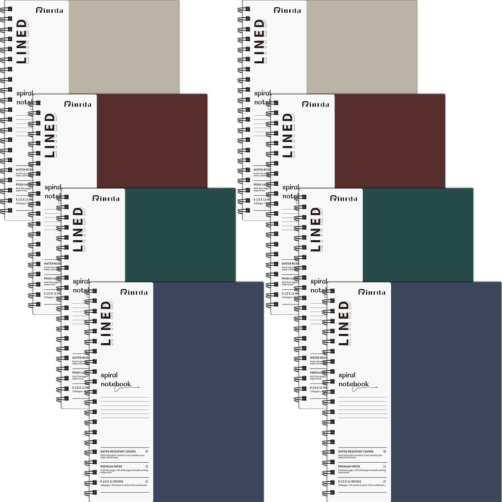 Spiral Notebooks 8.5x11,4 Pack Grid Notebook (GRAPH, Mult-color)