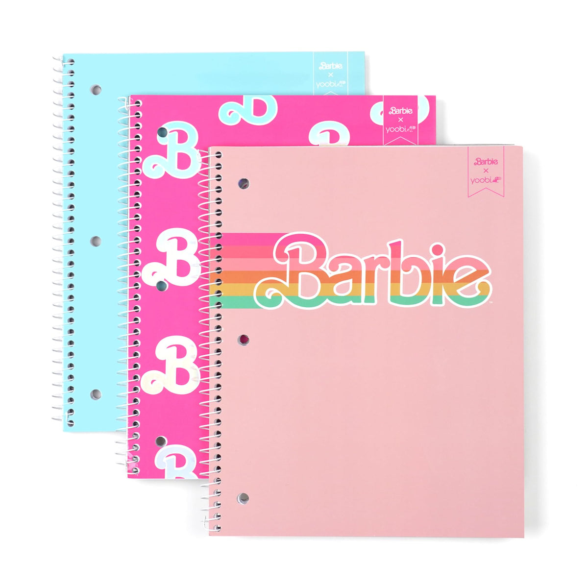 Yoobi College Ruled 3-Subject Notebooks, 3-Pack, 150 Sheets, 8x10.5in