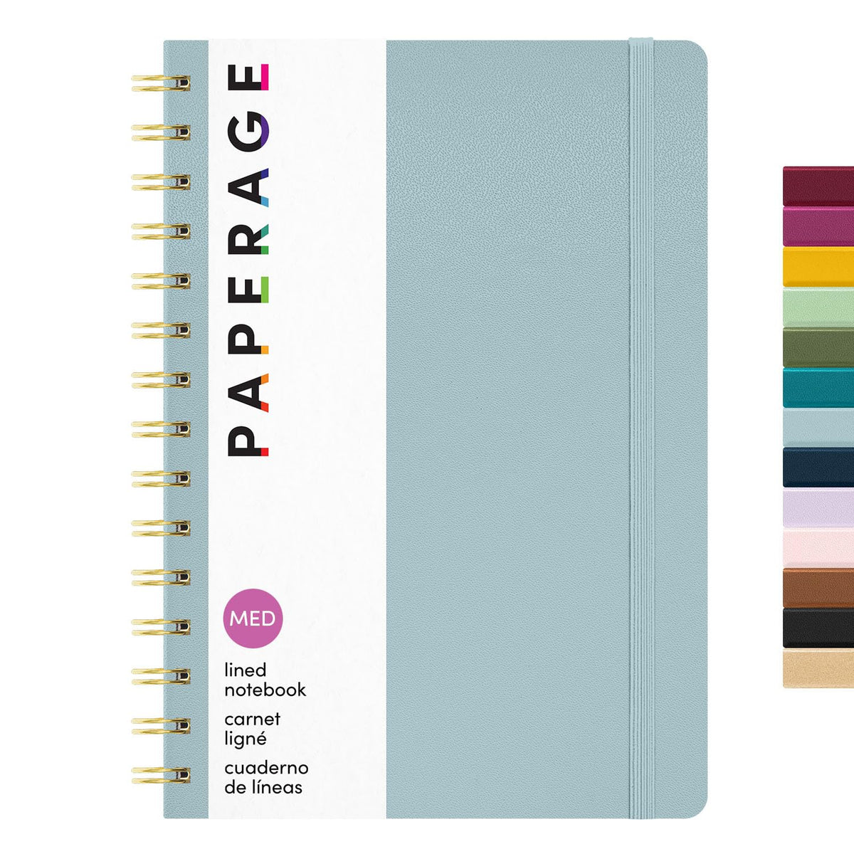 PAPERAGE Lined Spiral Journal Notebook, (Navy, Olive Green, Kraft), 3 Pack, 160 Pages, Medium 5.5 inches x 8 inches - 100 GSM Thick Paper, Hardcover, Double-Wire Spiral Journal & Notebook