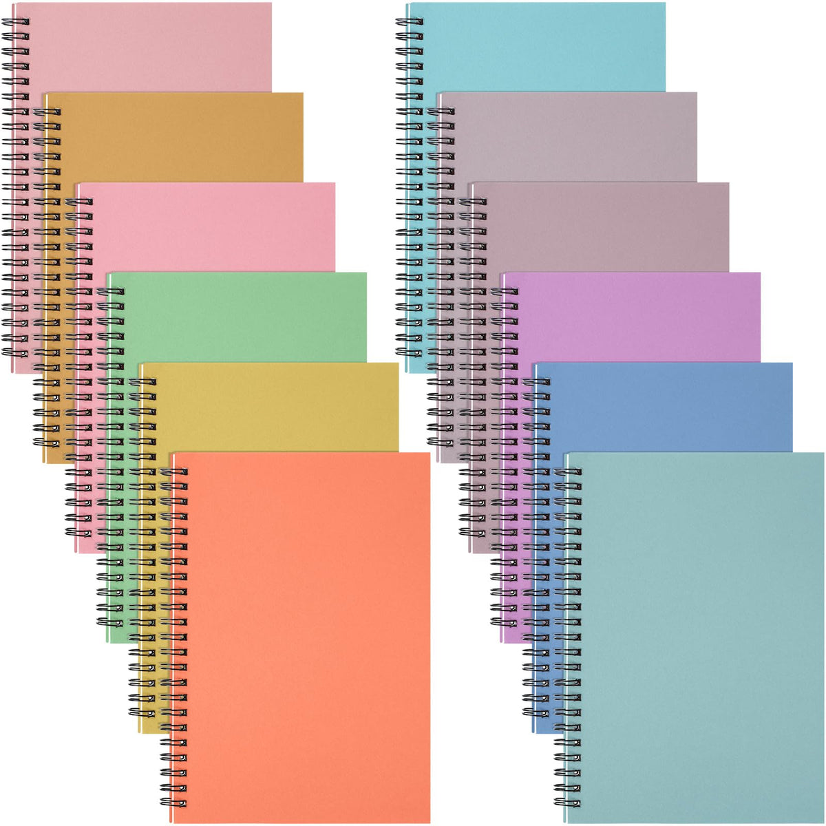 Fuutreo 12 Pcs Spiral Notebook for Work, 8.3 x 5.7 Office Color,Classic