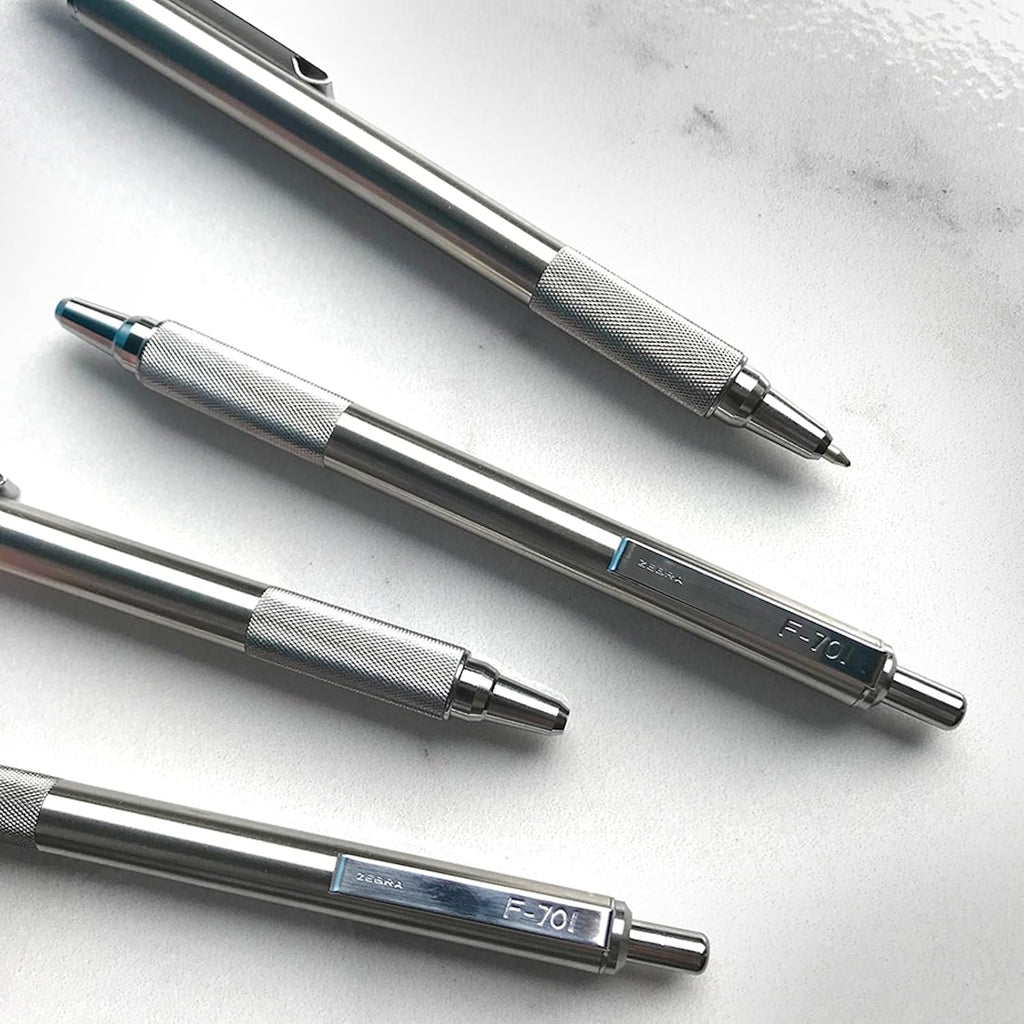 Zebra Pen STEEL F-701 Retractable Ballpoint Pen, Black Ink, 0.8mm, 1-Pack