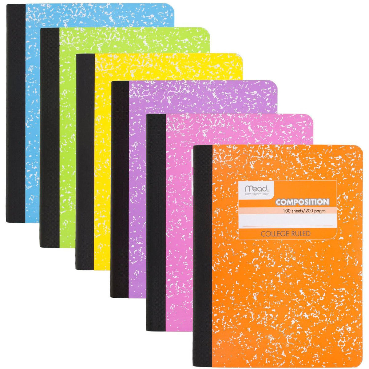 Mead Composition Notebook, College Ruled 7.5" x 9.75" Paper, 100 Sheets, Assorted Colors, 6 Pack (850106-ECM)