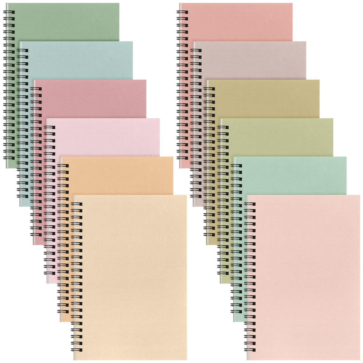 Fuutreo 12 Pcs Spiral Notebook for Work, 8.3 x 5.7 Office Color,Classic