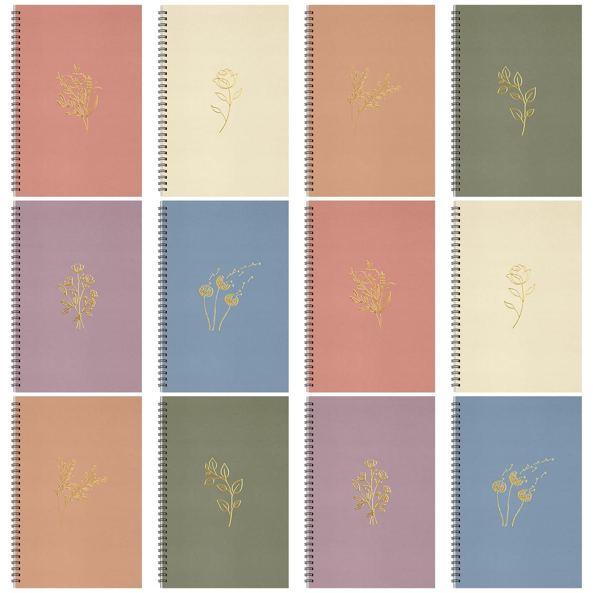 Fuutreo 12 Pcs Spiral Notebook for Work, 8.3 x 5.7 Office Color,Classic