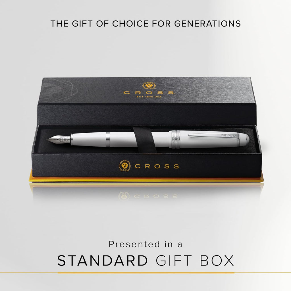 Cross Bailey Light Polished White Resin Fountain Pen, Fine Nib