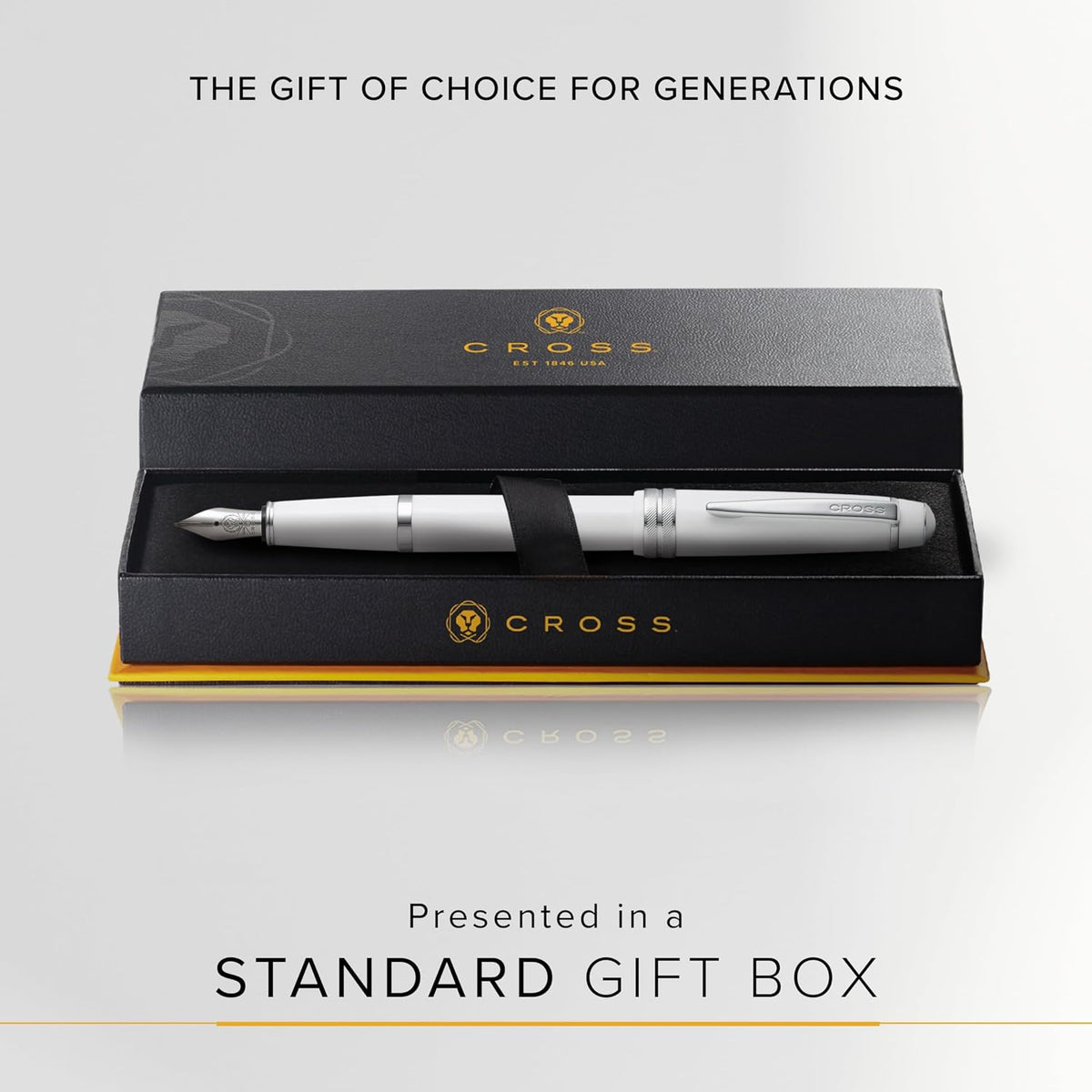 Cross Bailey Light Polished White Resin Fountain Pen, Fine Nib
