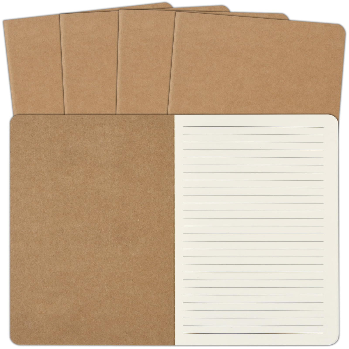 ZCZN 50 Pack A5 Kraft Notebooks Bulk, 8.15x5.5 Inches Lined Paper Journaling Notebooks, Notebooks for Work, Composition Notebooks for School, Journal Notebooks for Office, 60 Pages