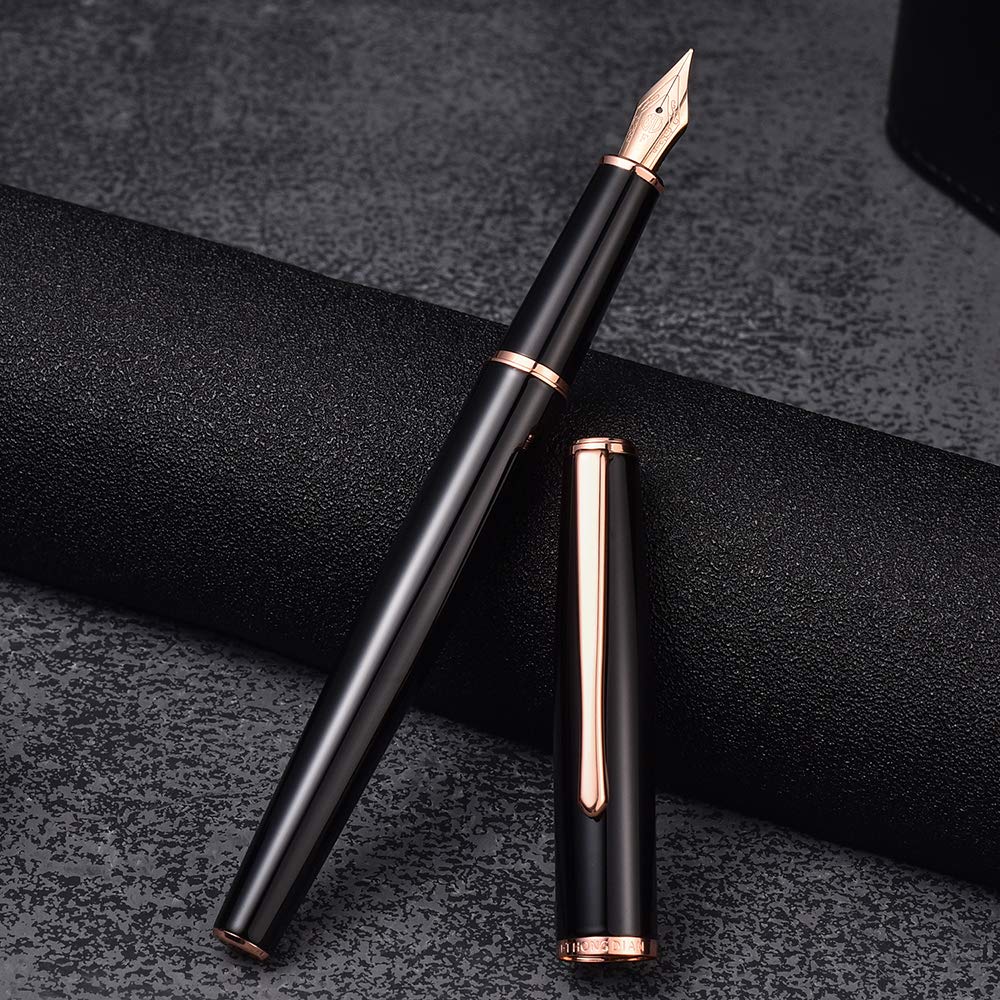 Hongdian 920S Fountain Pen Grass Green Metal Pen, Iridium M Nib Classic Pen with Ink Converter