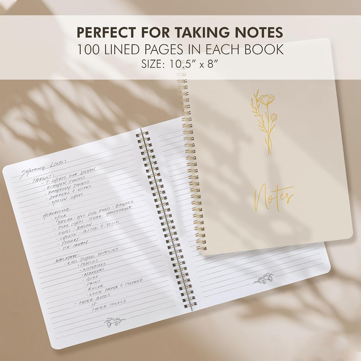 Aesthetic Spiral Notebook Set of 3 For Women 10.5 x 8 - College Ruled