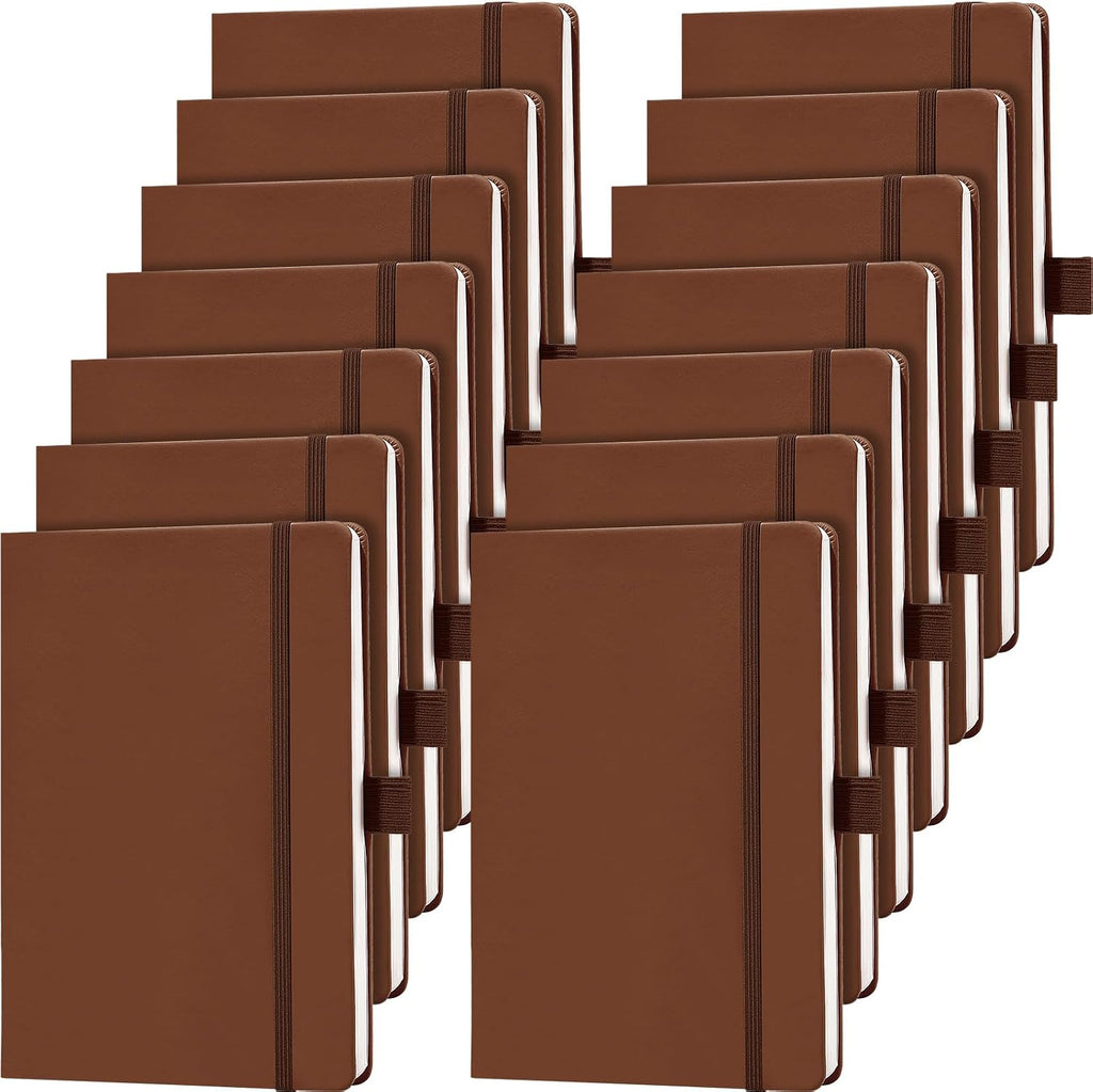 Laumoi 14 Pack Hardcover Lined Journal Notebooks Bulk,Brown,A5
