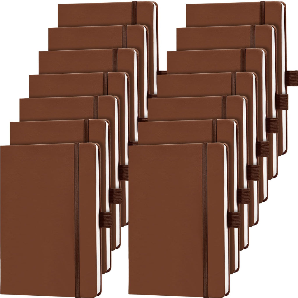 Laumoi 14 Pack Hardcover Lined Journal Notebooks Bulk,Brown,A5