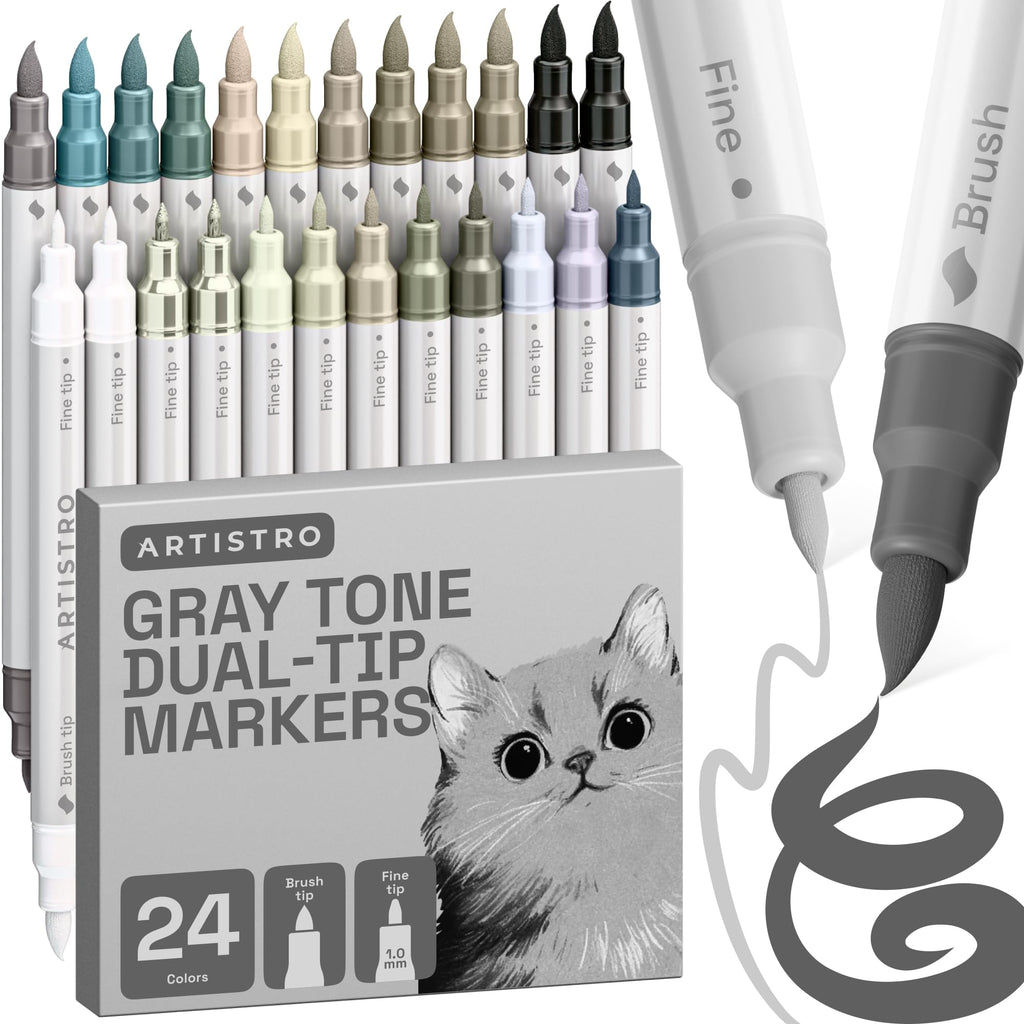 ARTISTRO 24 Skin Tones Dual-Tip Acrylic Paint Marker Pens for Drawing