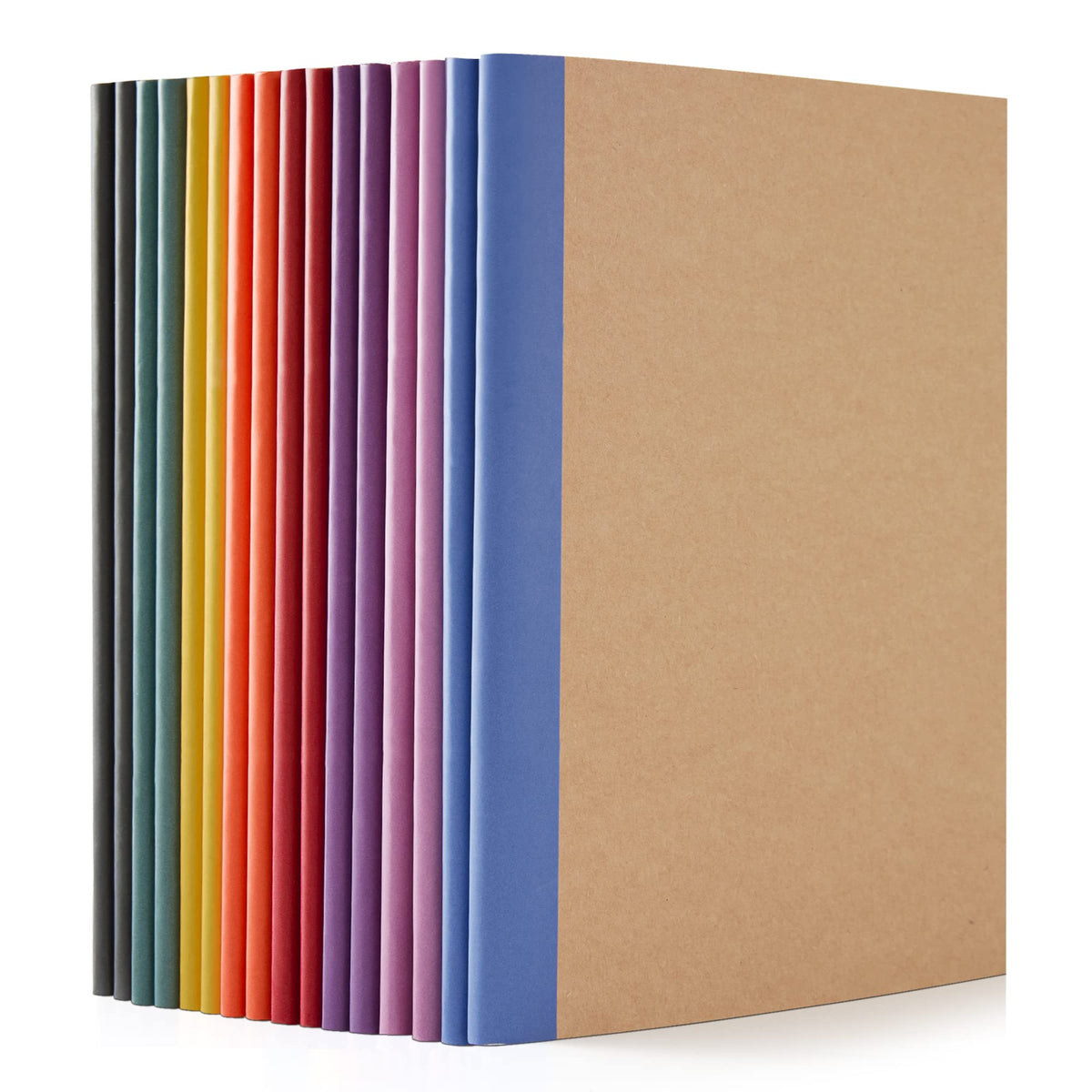 feela 16 Pack Composition Notebooks Bulk, Kraft Cover Lined Blank College Ruled Composition Travel Journals with Jewel Tone Spines For Women Students, 60 Pages, 8.3”x 5.5”, A5, 8 Vintage Colors
