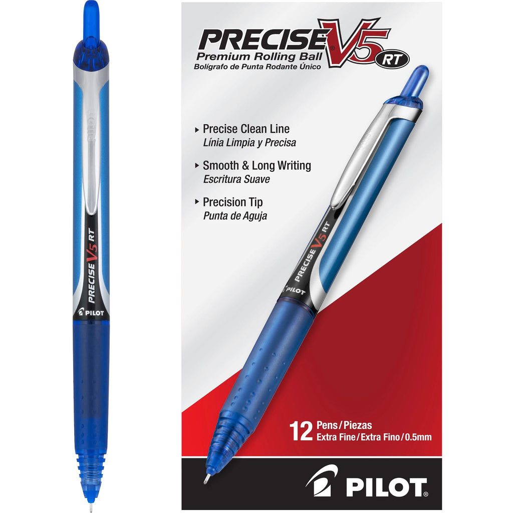 PILOT Precise V5 RT Rollerball Pens, Black, Pack of 12