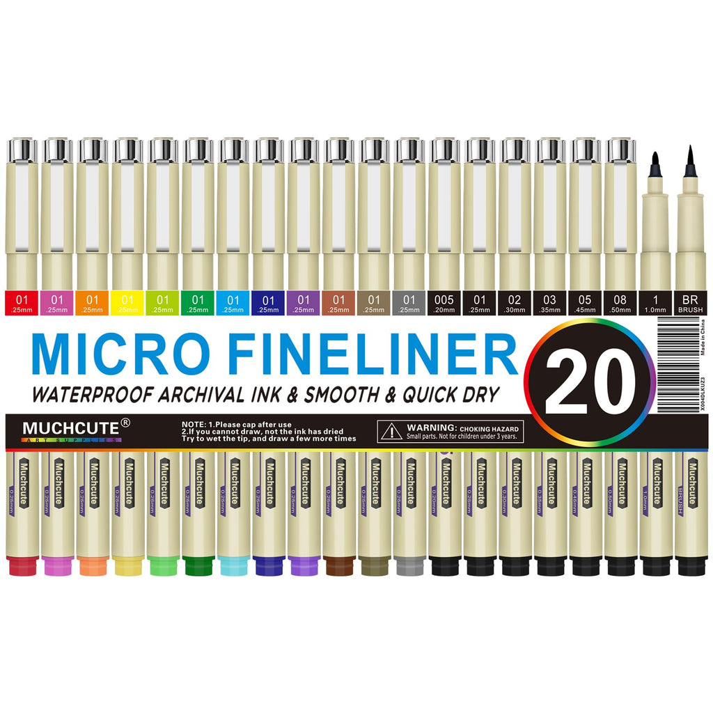 Muchcute Micro Fineliner Drawing Art Pens,12 Black Art Supplies Adult Craft