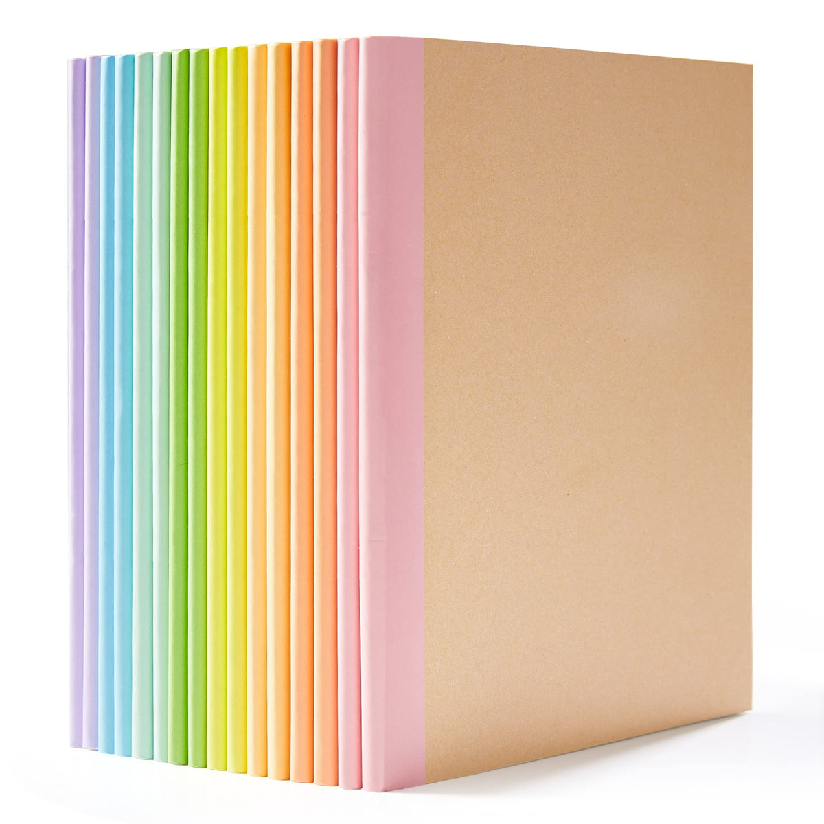 feela 16 Pack Composition Notebooks Bulk, Kraft Cover Lined Blank College Ruled Composition Travel Journals with Jewel Tone Spines For Women Students, 60 Pages, 8.3”x 5.5”, A5, 8 Vintage Colors