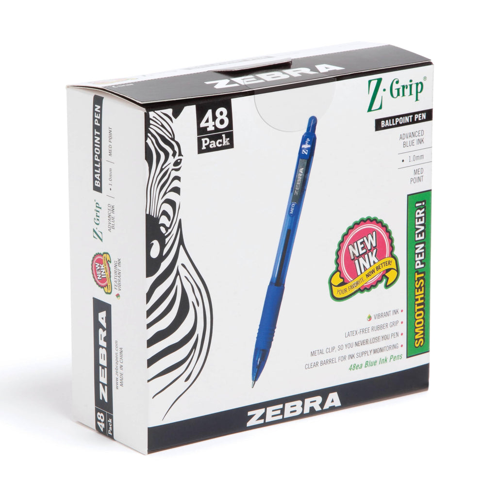 Zebra Pen Z-Grip Retractable Ballpoint Pen, Black Ink, 1.0mm, 18-Pack