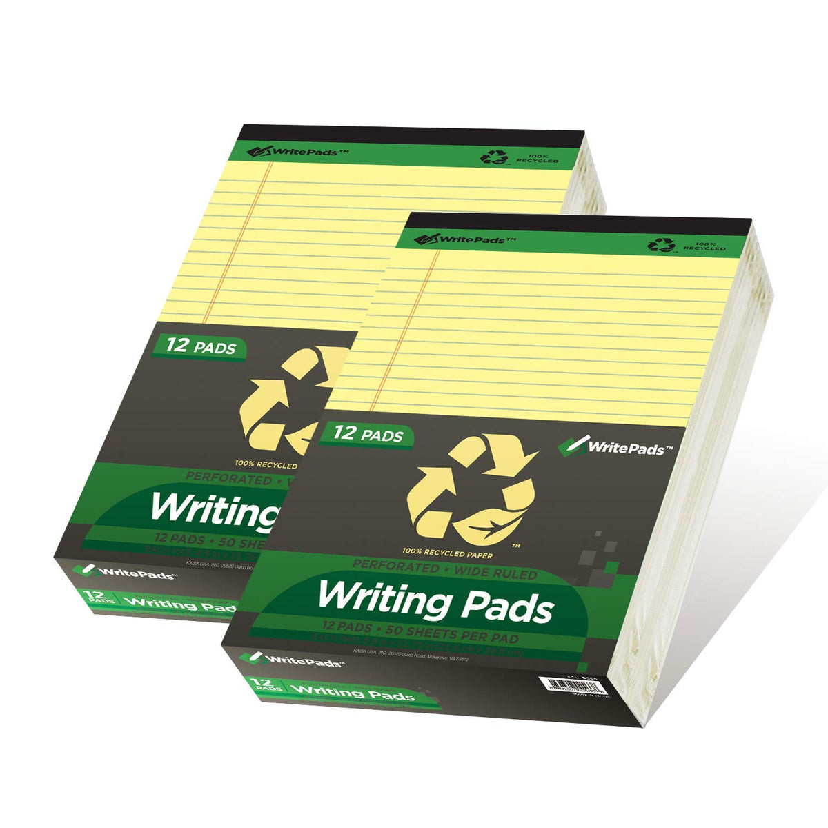 KAISA Legal Note pads 8.5 x 11，12pads 600 Sheets note pads office supplies Recycled Paper 8.5 x 11 Wide Ruled 50 sheets Premium Thick Paper Hard Back Notepads 8-1/2"x 11-3/4" Writing Tablet Canary For Office Supplies (Pack of 12)