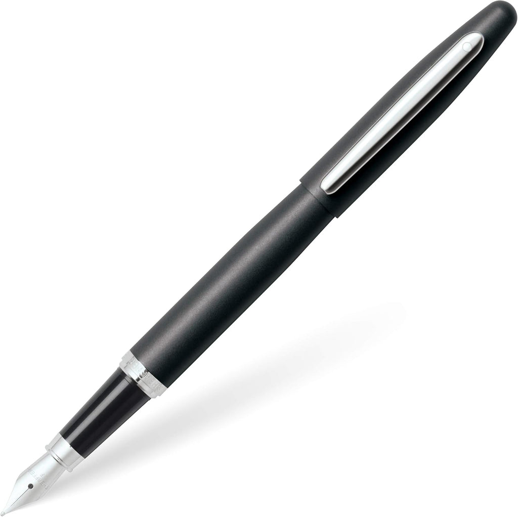 Sheaffer VFM Matte Black Fountain Pen with Chrome Trim and Fine Nib