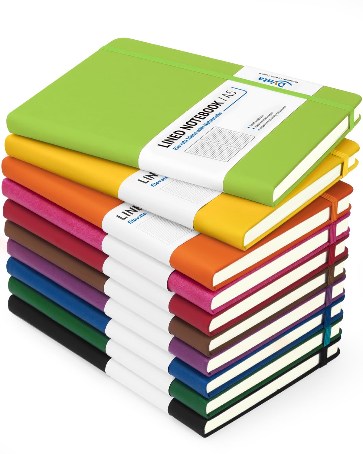 Dynta Hardcover Journal Notebooks A5 Lined 10 Journals Bulk for Writing