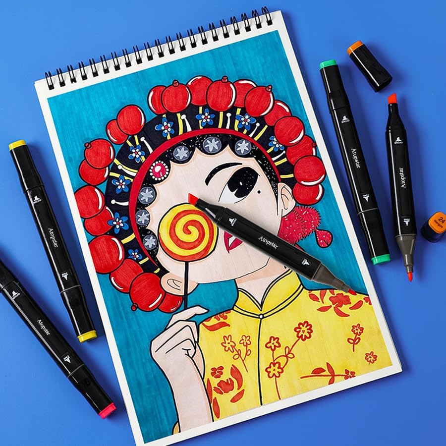 ATOPSTAR 120 Colors Alcohol Markers Artist Drawing, Dual Tip Adult Coloring