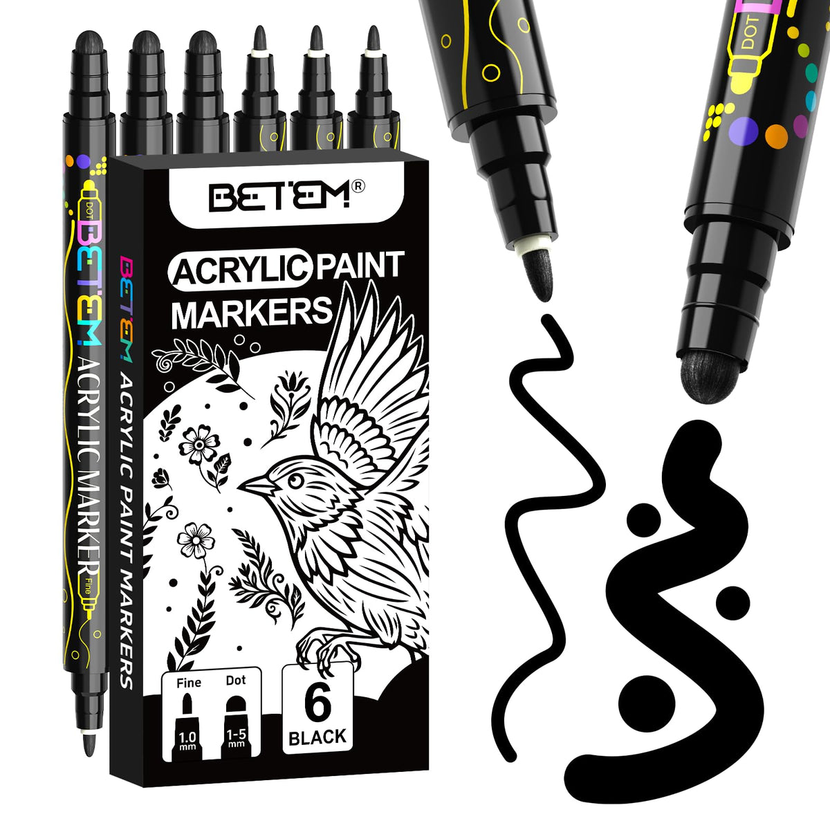 Betem 24 Colors Dual Tip Acrylic Paint Markers, Fabric Decorating Kits