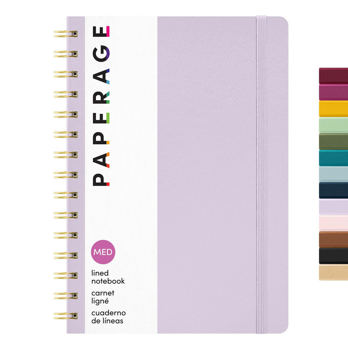 PAPERAGE Lined Spiral Journal Notebook, (Navy, Olive Green, Kraft), 3 Pack, 160 Pages, Medium 5.5 inches x 8 inches - 100 GSM Thick Paper, Hardcover, Double-Wire Spiral Journal & Notebook