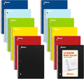 SUNEE Spiral Notebooks, 1-Subject, 12 Pack, Wide Ruled Paper, 8" x 10-1/2", 70 Sheets per Notebook, 3-Hole Punched Paper, Spiral Lined Notebooks for School, Work, Classic Colors