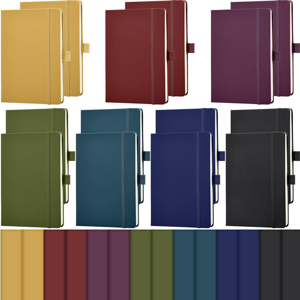 Laumoi 14 Pack Hardcover Lined Journal Notebooks Bulk,Brown,A5