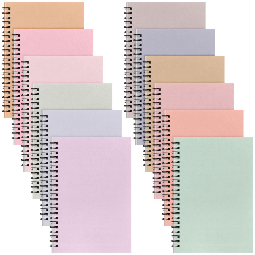 Fuutreo 12 Pcs Spiral Notebook for Work, 8.3 x 5.7 Office Color,Classic