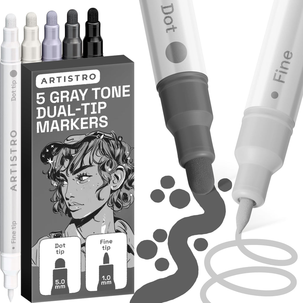 ARTISTRO Metallic Dual-Tip Acrylic Paint Marker Pens - Set of 24