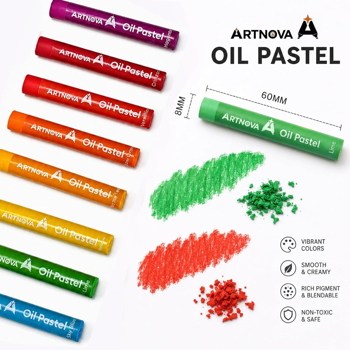ARTNOVA Oil Pastels Set of 48 Colors (8 x 60 mm)