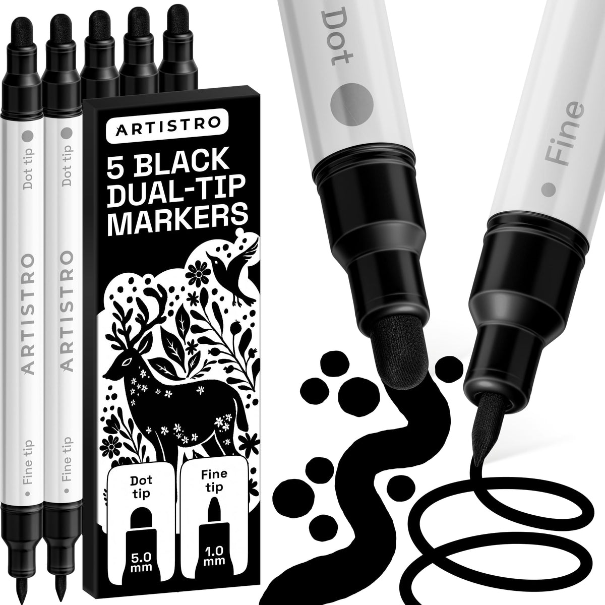 ARTISTRO Metallic Dual-Tip Acrylic Paint Marker Pens - Set of 24