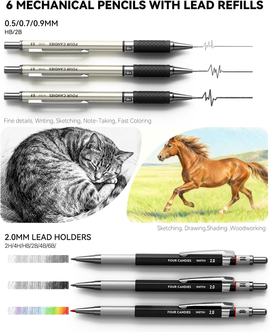 Four Candies 73PCS Advanced Drawing Kit with Professional Art Supplies