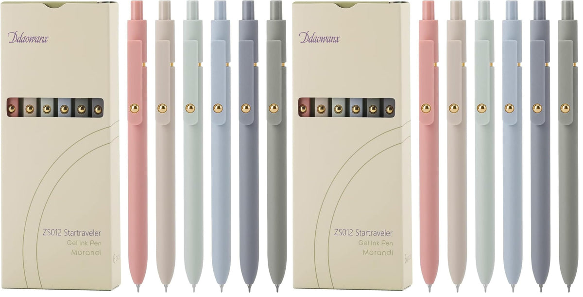 Ddaowanx Gel Pens,6 Pcs 0.5mm Retractable Quick Dry Black Ink Pens
