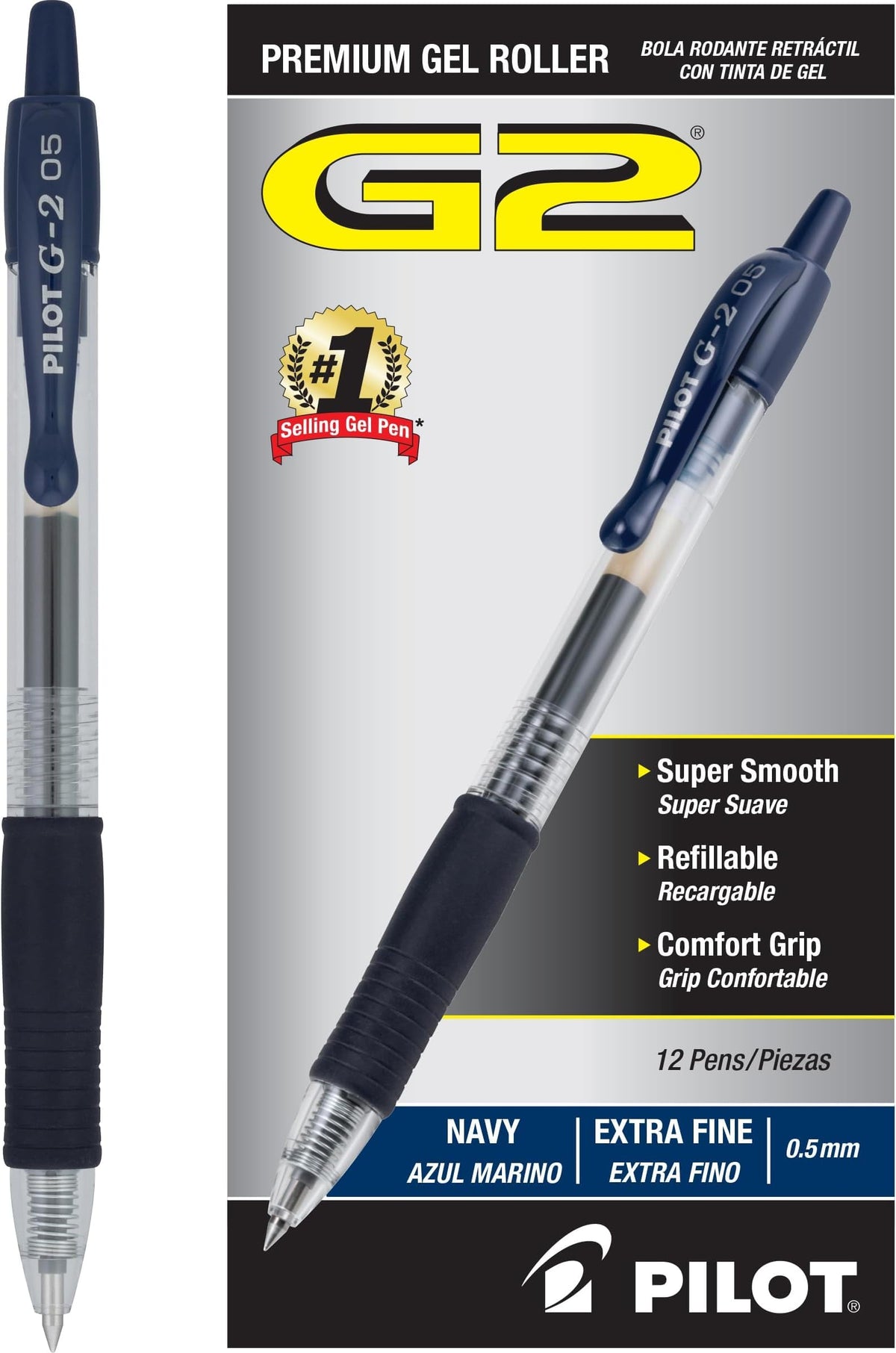 PILOT G2 Extra Fine Point Black Gel Ink Pens, Dozen Box, 31002