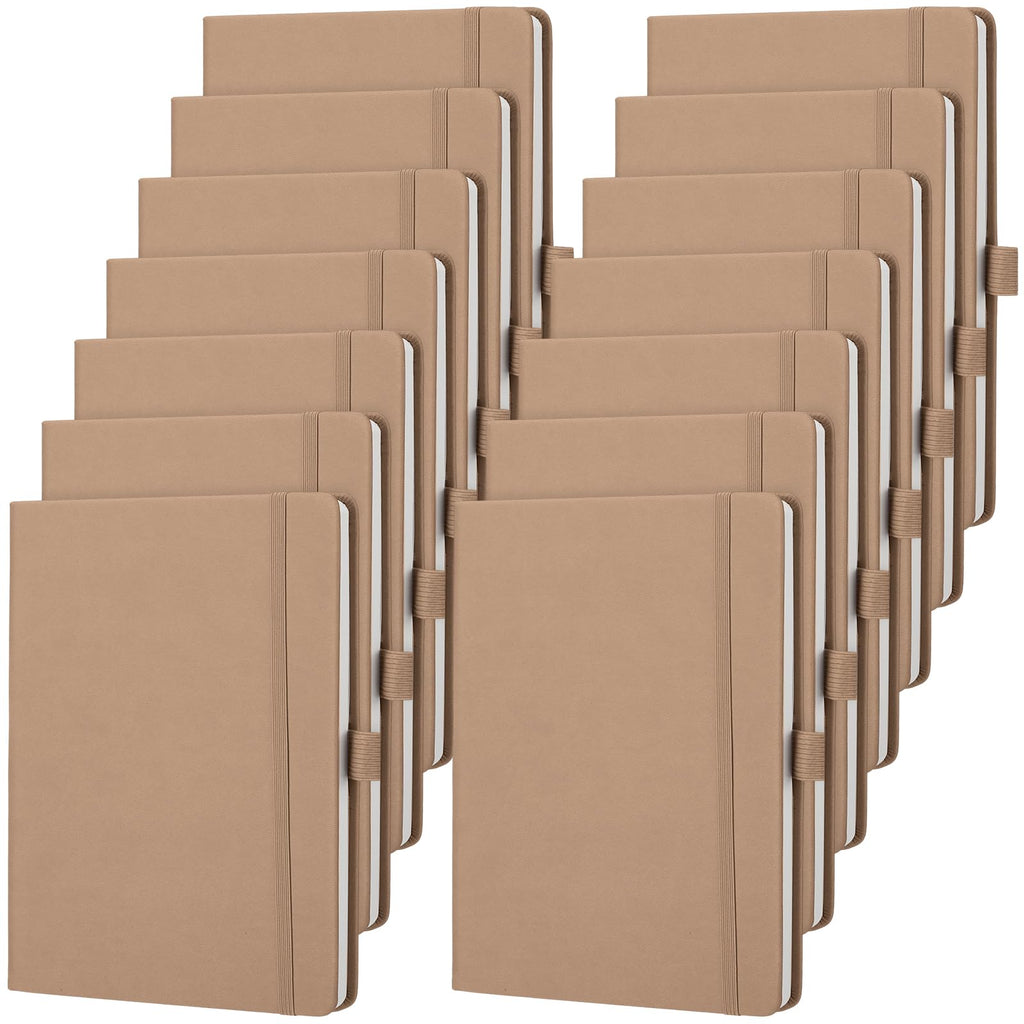 Laumoi 14 Pack Hardcover Lined Journal Notebooks Bulk,Brown,A5