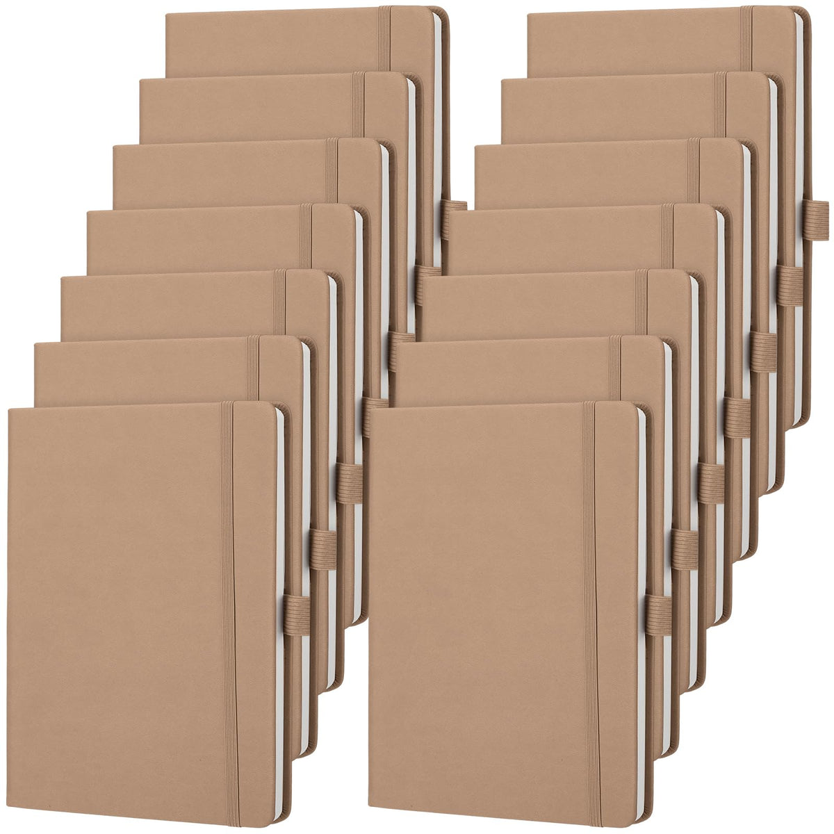 Laumoi 14 Pack Hardcover Lined Journal Notebooks Bulk,Brown,A5