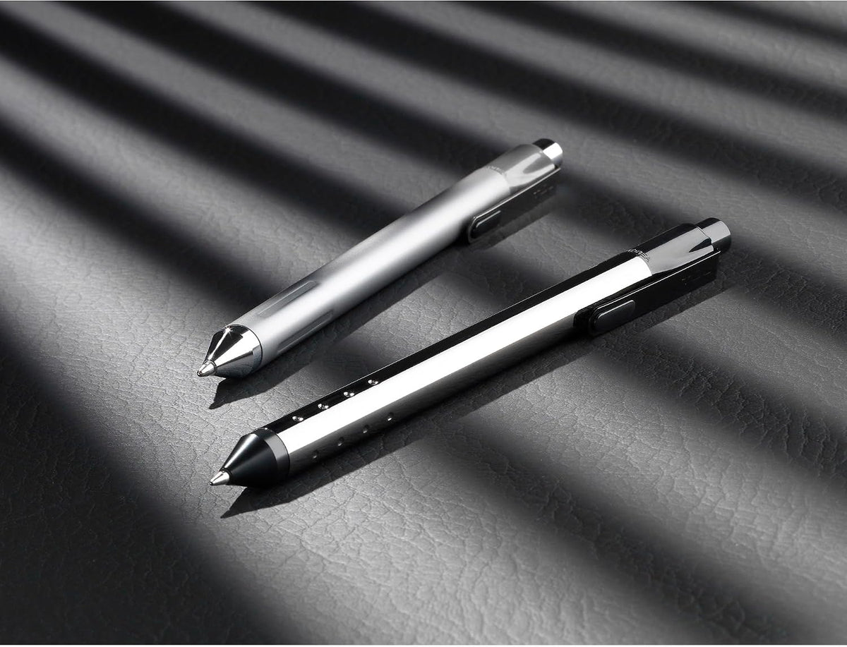 TUL Fine Writing Solid Metal Barrel Retractable Gel Pen With 2 Refills, Medium Point, 0.7 mm, Gunmetal Gray Barrel, Assorted Ink Colors