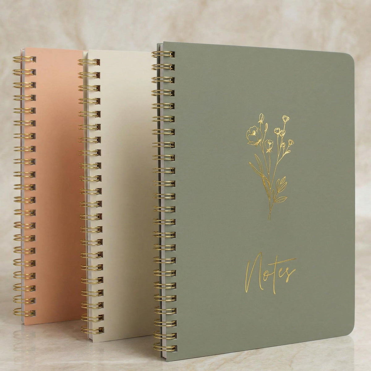 Aesthetic Spiral Notebook Set of 3 For Women - Cute College Ruled Journals
