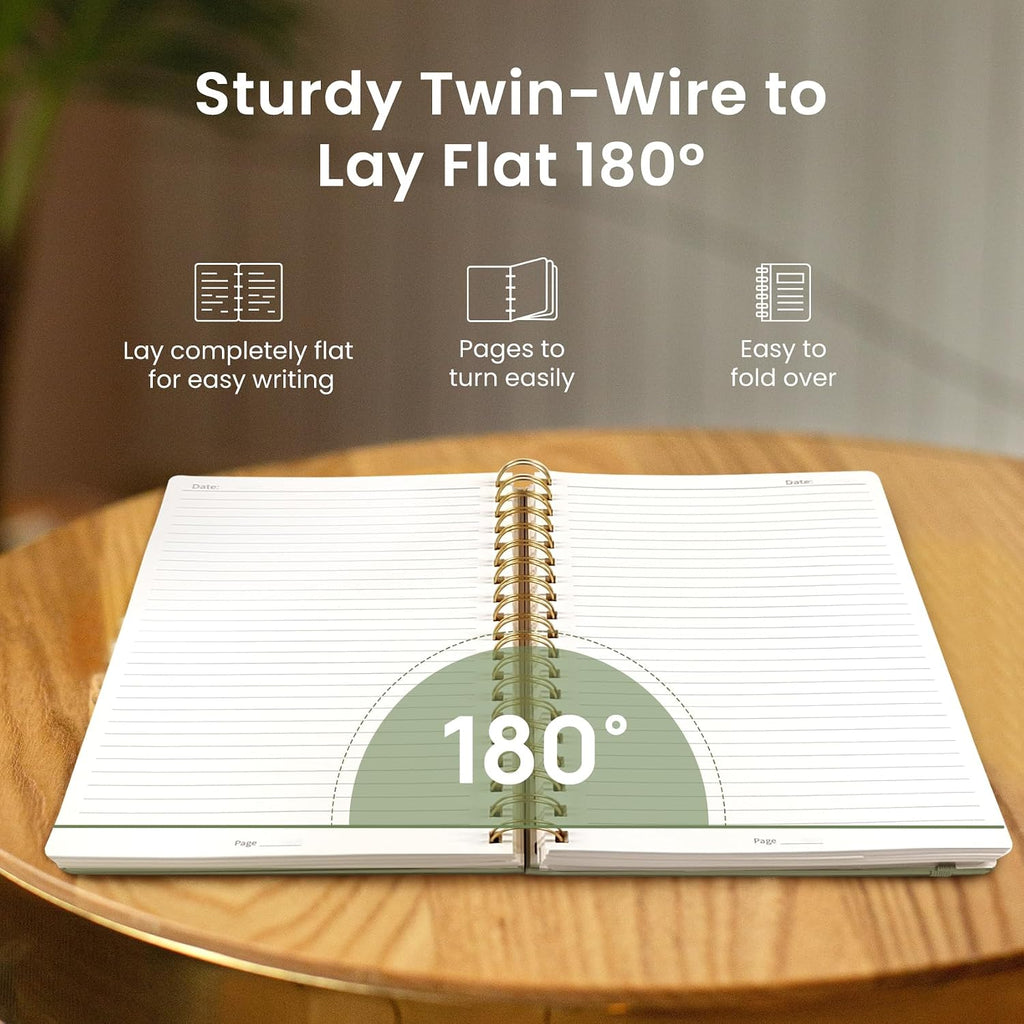 Taja Spiral Notebook for Work Thick Hardcover Lined Journal for Note Taking