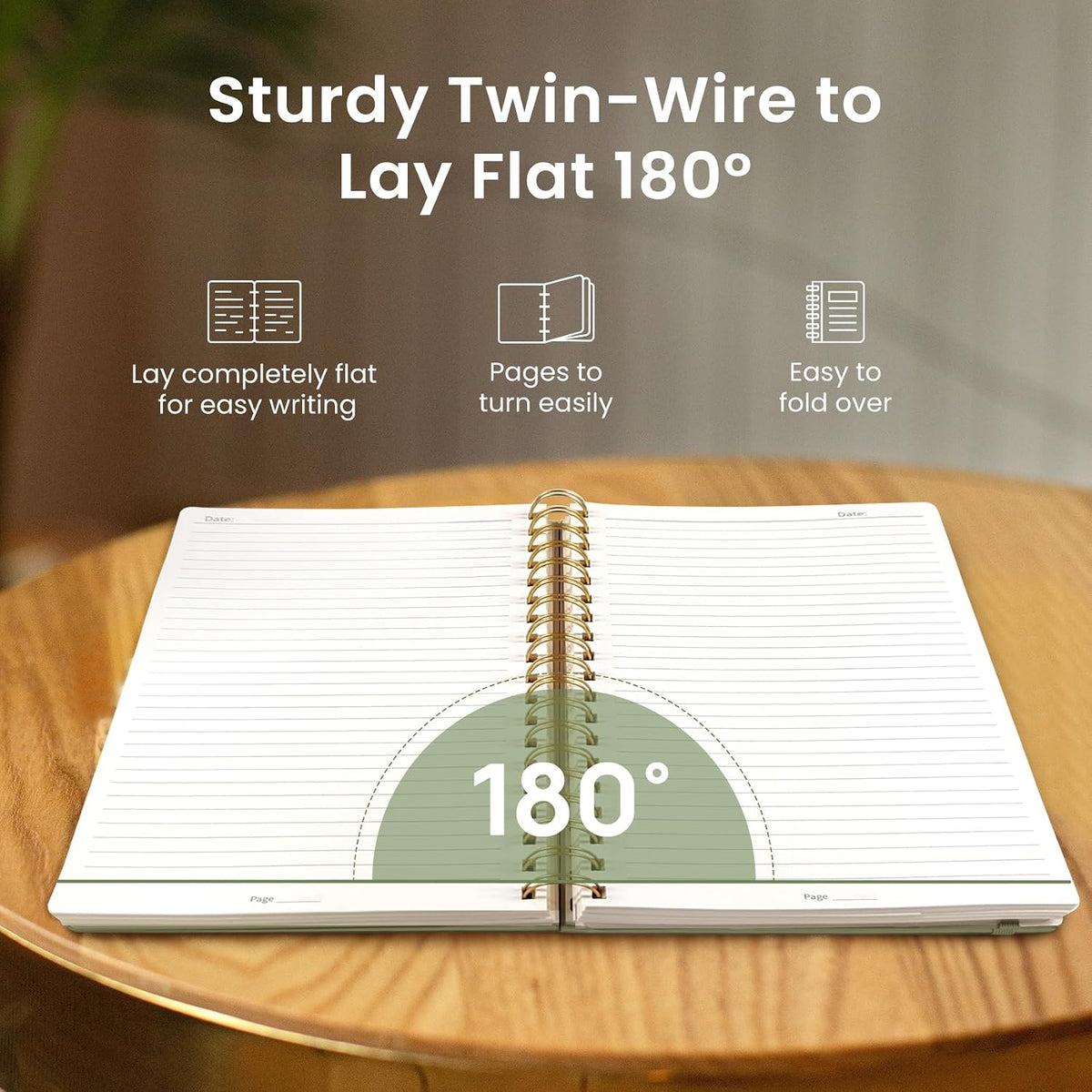Taja Spiral Notebook for Work Thick Hardcover Lined Journal for Note Taking