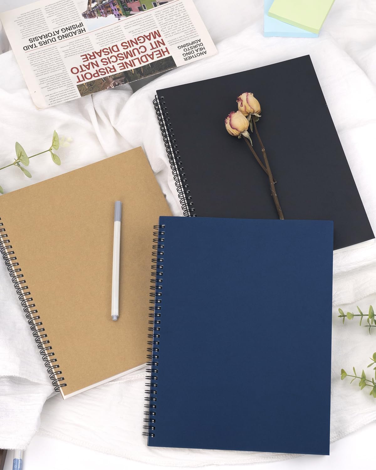 Dynta 3 Packs Large Spiral Notebooks 8.5"x11" Notebooks for Work
